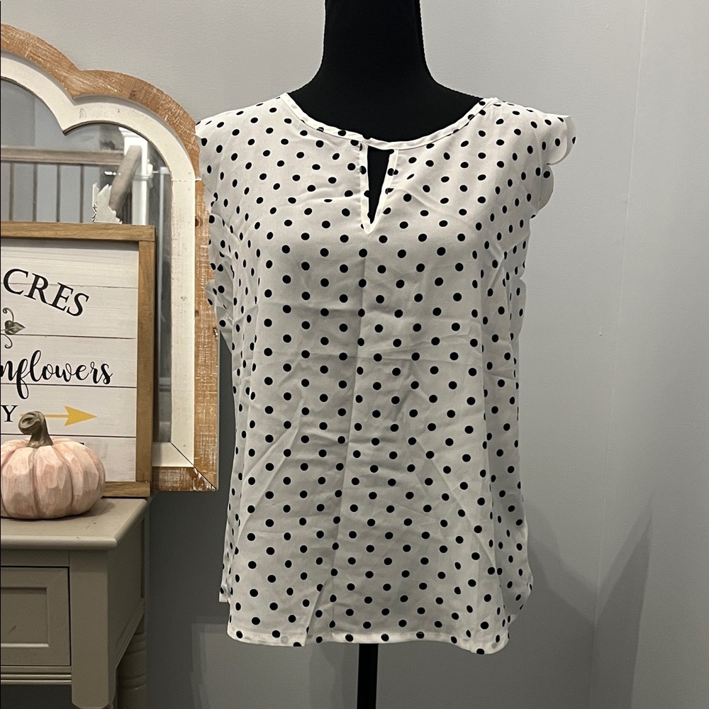SHEIN Black and White Polka Dot Blouse